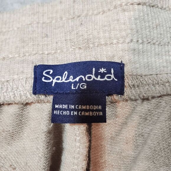 Splendid PJ Set Womens Large Tan Leopard Print Terry Knit Round Neck Pullover - Picture 6 of 11